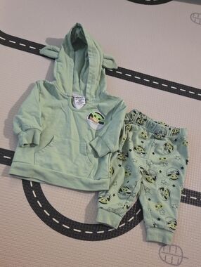 Star Wars Baby Yoda Light Green Hooded Sweatshirt & Printed Joggers - The Child